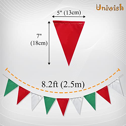 Uniwish Green Red White Triangle Flag Banner Christmas Fiesta Brands Mexican Italian Party Decorations Garland Graduation Wedding Baby Shower Birthday Party Favors