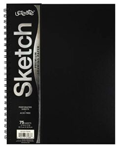 ucreate poly cover sketch book, heavyweight, 9″ x 12″, black, 75 sheets
