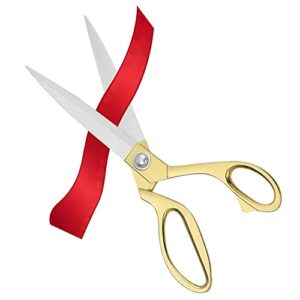 aemoe 10.5 in ribbon cutting scissors heavy duty metal large for ceremony professional special events, inaugurations & ceremonies gold, sc0008-gold