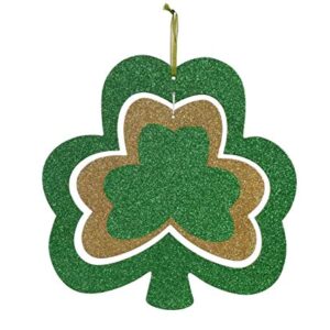 St Patrick's Day Decorations Wall Sign Hanging Door Decor Happy St Patrick Decoration Shamrock (Green & Gold)