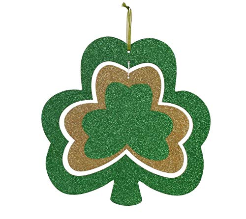 St Patrick's Day Decorations Wall Sign Hanging Door Decor Happy St Patrick Decoration Shamrock (Green & Gold)