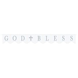 “god bless” canvas w/ glitter pennant banner | 8.5′ w/ 7″ pennants | 1 pc