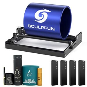 sculpfun laser rotary roller, laser engraver y-axis rotary roller engraving module 360° rotating for engraving different size cylindrical objects cans, compatible with most engraving machines