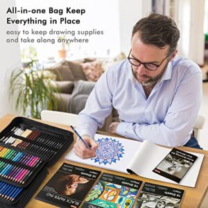 124 PCS Drawing Kit, Shuttle Art Professional Drawing Supplies with Sketch, Charcoal, Colored, Graphite, Pastel Pencils & Sticks, Complete Drawing Tools and Paper Pads in Zipper Case for Artists& Kids