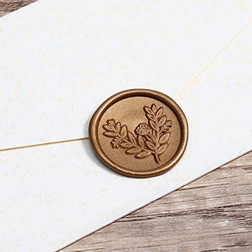 Outus Wax Seal Stickers Envelope Seal Stickers Wedding Invitation Envelope Seals Self Adhesive Gold Stickers for Valentines Day Birthday Bridal Shower Party (Eucalyptus Style, 50 Pieces)