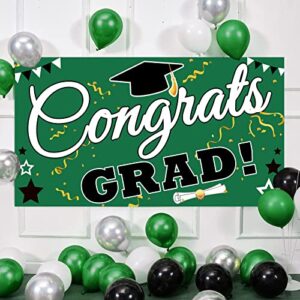 bunny chorus graduation decorations 2023 party backdrop banner, extra large 71″ x 40″ green black photo booth props decorations, congrats grad home for outdoor indoor supplies