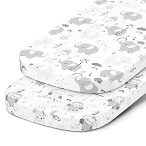 bedside sleeper bassinet sheets for 33×20 inch mattress pad – compatible with maxi cosi iora, kidsclub, angelbliss, baby joy, koola baby bedside bassinet – 100% jersey cotton – 2 pack