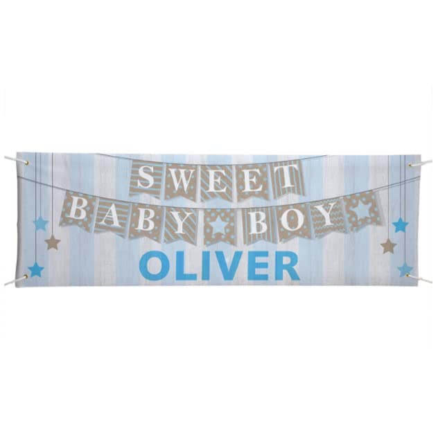 Let's Make Memories Personalized Sweet Baby Banner - Blue Baby Banner - Welcome Baby Banner - Customized Baby Shower Decor - 6 Feet Long