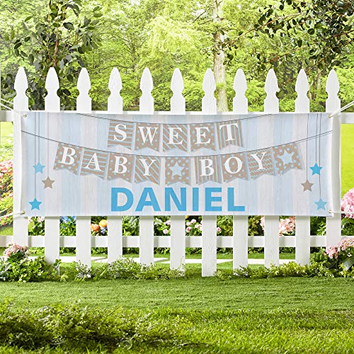 Let's Make Memories Personalized Sweet Baby Banner - Blue Baby Banner - Welcome Baby Banner - Customized Baby Shower Decor - 6 Feet Long