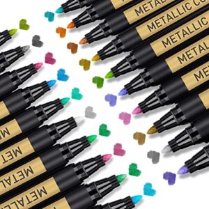 metallic paint markers pens set: 20 colors paint pen craft markers for art rock painting, photo albums, scrapbooking, black paper, mug, wood, easter eggs painting, drawing & art supplies for adults