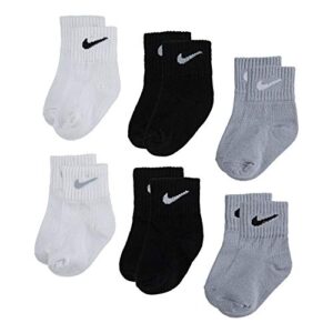 nike baby ankle gripper socks (6 pairs), white/black/grey, 6/12m