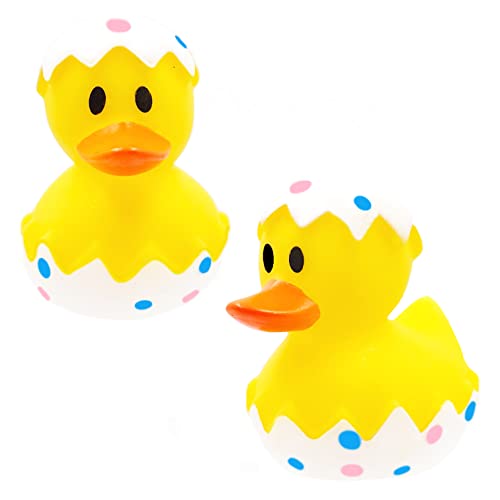 The Dreidel Company Happy Easter Rubber Duck Toy Bunny Rabbit Duckies for Kids Easter Eggs, Bath Birthday Gifts Baby Showers Summer Beach and Pool Activity, 2" (6 Pack)