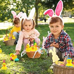 The Dreidel Company Happy Easter Rubber Duck Toy Bunny Rabbit Duckies for Kids Easter Eggs, Bath Birthday Gifts Baby Showers Summer Beach and Pool Activity, 2" (6 Pack)