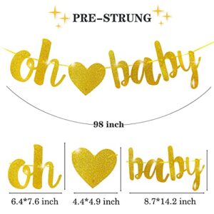 Oh Baby Party decoration Gold Glitter Oh Baby Banner Cupcake Toppers for baby 1st 2nd Birthday Baby Shower Party Supplies