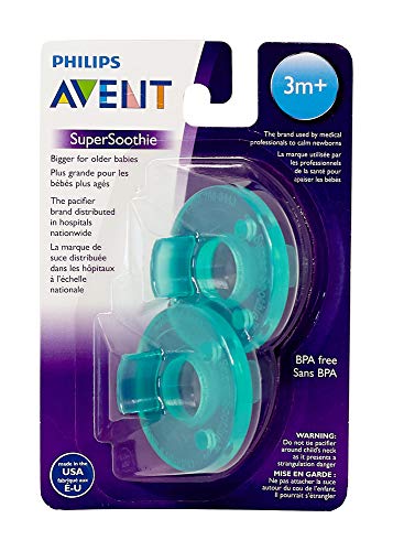 Philips Avent Super Soothie Pacifier, Green, 3+ months, 2 Pack, SCF192/05