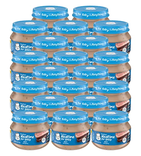 Gerber Mealtime for Baby 2nd Foods Baby Food Jar, Beef & Gravy, Non-GMO Pureed Baby Food, Made with Protein & Zinc, 2.5-Ounce Glass Jar (Pack of 20 Jars)