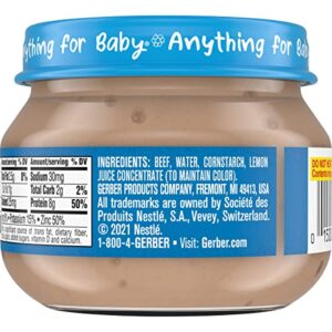 Gerber Mealtime for Baby 2nd Foods Baby Food Jar, Beef & Gravy, Non-GMO Pureed Baby Food, Made with Protein & Zinc, 2.5-Ounce Glass Jar (Pack of 20 Jars)