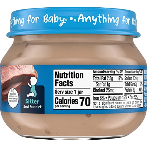 Gerber Mealtime for Baby 2nd Foods Baby Food Jar, Beef & Gravy, Non-GMO Pureed Baby Food, Made with Protein & Zinc, 2.5-Ounce Glass Jar (Pack of 20 Jars)