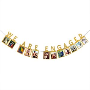 innoru we are engaged photo banner – gold engagement bunting for weddings party decorations supplies