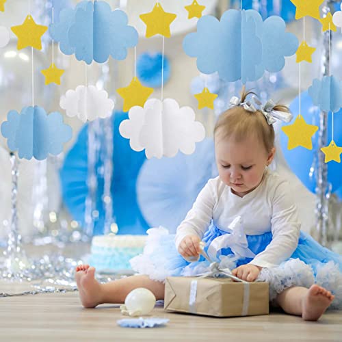 SUNKIM 40 Pcs 3D Cloud Decorations Hanging Clouds for Ceiling Stars&Cloud Party Decorations Fake Cloud Ornaments Cloud Props Art Fake Clouds Ceiling Hanging Decor for Nursery Wedding Bluey Ornament