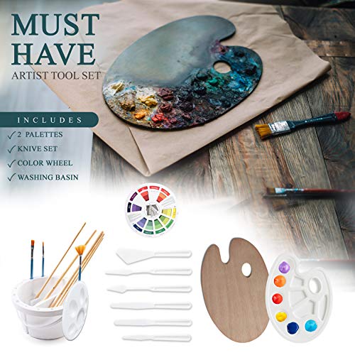 Large Deluxe Artist Painting Set, 139-Piece Professional Art Paint Supplies Kit w/Aluminum Field & Wood Table Easel for Adults, Acrylic, Oil & Watercolor Paints, Brushes, Canvases, Sketch Pads & More