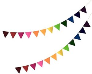 24pcs assembled rainbow garland 2 pack – felt flag pennant banner 20 ft – multicolor bunting nursery/wall decor