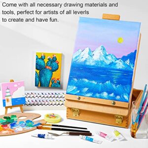 170 Pcs Artist Painting Set, Shuttle Art Deluxe Art Set with Paint, Aluminum and Wooden Easels, Canvas, Paper Pads, Brushes and Other Art Supplies, Complete Painting Kit for Adults, Kids and Artists