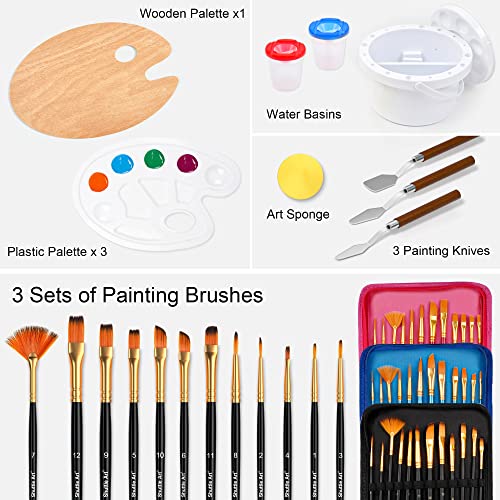 170 Pcs Artist Painting Set, Shuttle Art Deluxe Art Set with Paint, Aluminum and Wooden Easels, Canvas, Paper Pads, Brushes and Other Art Supplies, Complete Painting Kit for Adults, Kids and Artists