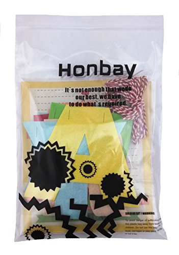 Honbay 1 Felt String Happy Birthday Party Banner and 1 String Colorful Star Banner