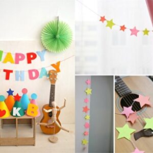 Honbay 1 Felt String Happy Birthday Party Banner and 1 String Colorful Star Banner