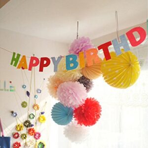 Honbay 1 Felt String Happy Birthday Party Banner and 1 String Colorful Star Banner