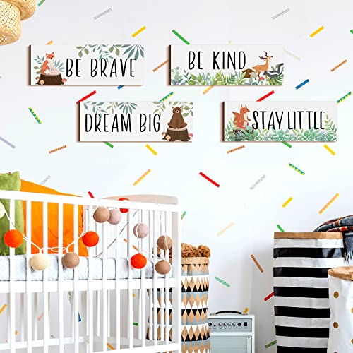 4 Pieces Woodland Nursery Decor Baby Safari Nursery Decor Kids Cute Jungle Animal Room Decor Nursery Decorations for Baby boy Bedroom Toddler Room 11x 3.9 Inches (White Background,)