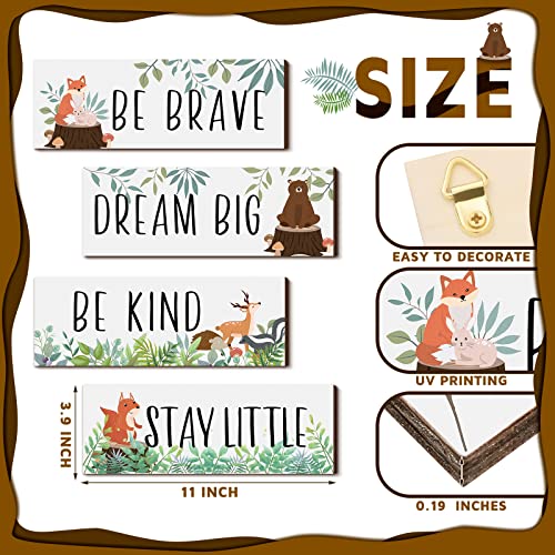 4 Pieces Woodland Nursery Decor Baby Safari Nursery Decor Kids Cute Jungle Animal Room Decor Nursery Decorations for Baby boy Bedroom Toddler Room 11x 3.9 Inches (White Background,)