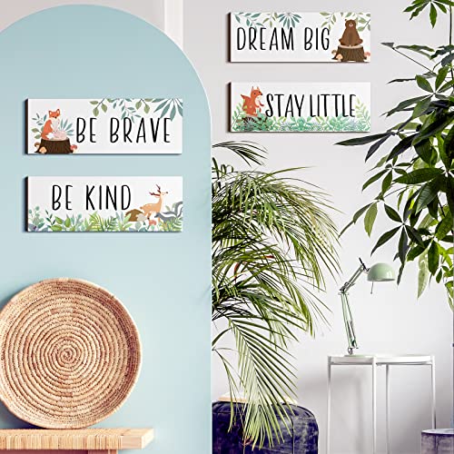 4 Pieces Woodland Nursery Decor Baby Safari Nursery Decor Kids Cute Jungle Animal Room Decor Nursery Decorations for Baby boy Bedroom Toddler Room 11x 3.9 Inches (White Background,)