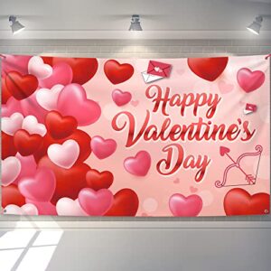 large, happy valentines day backdrop – 72×44 inch | happy valentines day banner, valentines day decor | wall banner valentine day backdrop, valentines day decoration | valentines decorations for party
