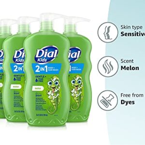 Dial Kids 2-in-1 Body+Hair Wash, Melon, 24 fl oz (Pack of 4)