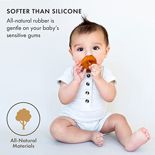 Natursutten Pacifier 0-6 Months - Natural Rubber Pacifier - Eco-Friendly, BPA-Free Round Newborn Pacifier - Newborn Essentials Made in Italy - 1 Piece