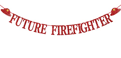 Red Glitter Future Firefighter Banner, Firefighter Graduation Decorations, Congrats Firefighter, Fire Academy Graduation Party Spplies