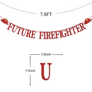 Red Glitter Future Firefighter Banner, Firefighter Graduation Decorations, Congrats Firefighter, Fire Academy Graduation Party Spplies