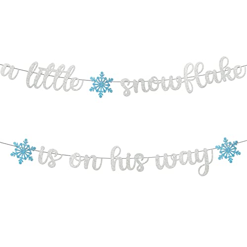 A Little Snowflake is On His Way Banner A Little Snowflake is On The Way Baby Shower Decoration Little Snowflake Baby Shower Decorations Winter Baby Shower Decorations for Boy