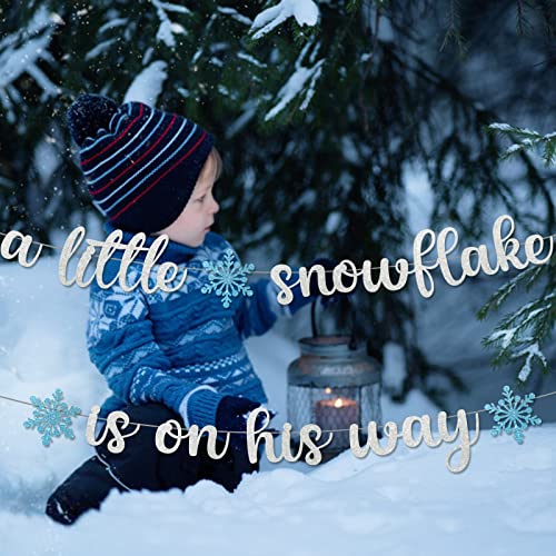 A Little Snowflake is On His Way Banner A Little Snowflake is On The Way Baby Shower Decoration Little Snowflake Baby Shower Decorations Winter Baby Shower Decorations for Boy
