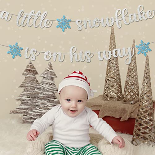 A Little Snowflake is On His Way Banner A Little Snowflake is On The Way Baby Shower Decoration Little Snowflake Baby Shower Decorations Winter Baby Shower Decorations for Boy