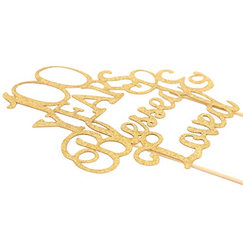 100 years blessed loved Cake Topper - Gold Glitter Love Party Theme Decoration - Ideal Background Celebration Photo Props Gift - Hello 100, Cheers to 100 Years (100 years blessed loved)