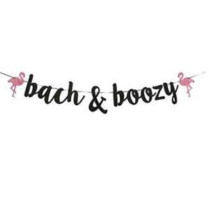 bach & boozy banner,bachelorette party gold gliter paper sign decorations（flamingo）.
