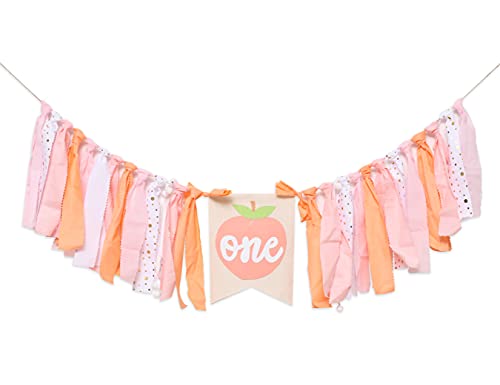 Sweet Peach Highchair Banner for 1st Birthday - Sweet Peach 1st Birthday Banner for Photo Booth Props and Backdrop Cake Smash,Best Sweet Peach Birthday Party Supplies (Sweet Peach One Birthday Banner)