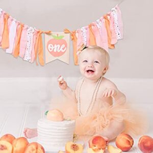 Sweet Peach Highchair Banner for 1st Birthday - Sweet Peach 1st Birthday Banner for Photo Booth Props and Backdrop Cake Smash,Best Sweet Peach Birthday Party Supplies (Sweet Peach One Birthday Banner)