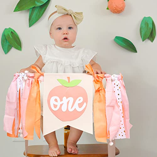 Sweet Peach Highchair Banner for 1st Birthday - Sweet Peach 1st Birthday Banner for Photo Booth Props and Backdrop Cake Smash,Best Sweet Peach Birthday Party Supplies (Sweet Peach One Birthday Banner)