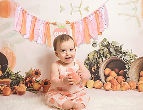 Sweet Peach Highchair Banner for 1st Birthday - Sweet Peach 1st Birthday Banner for Photo Booth Props and Backdrop Cake Smash,Best Sweet Peach Birthday Party Supplies (Sweet Peach One Birthday Banner)