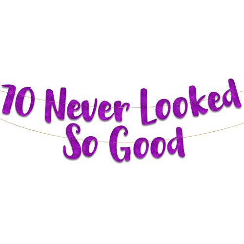 70 Never Looked So Good Purple Glitter Banner - 70th Birthday Decorations and Supplies