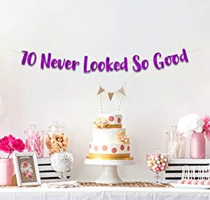 70 Never Looked So Good Purple Glitter Banner - 70th Birthday Decorations and Supplies